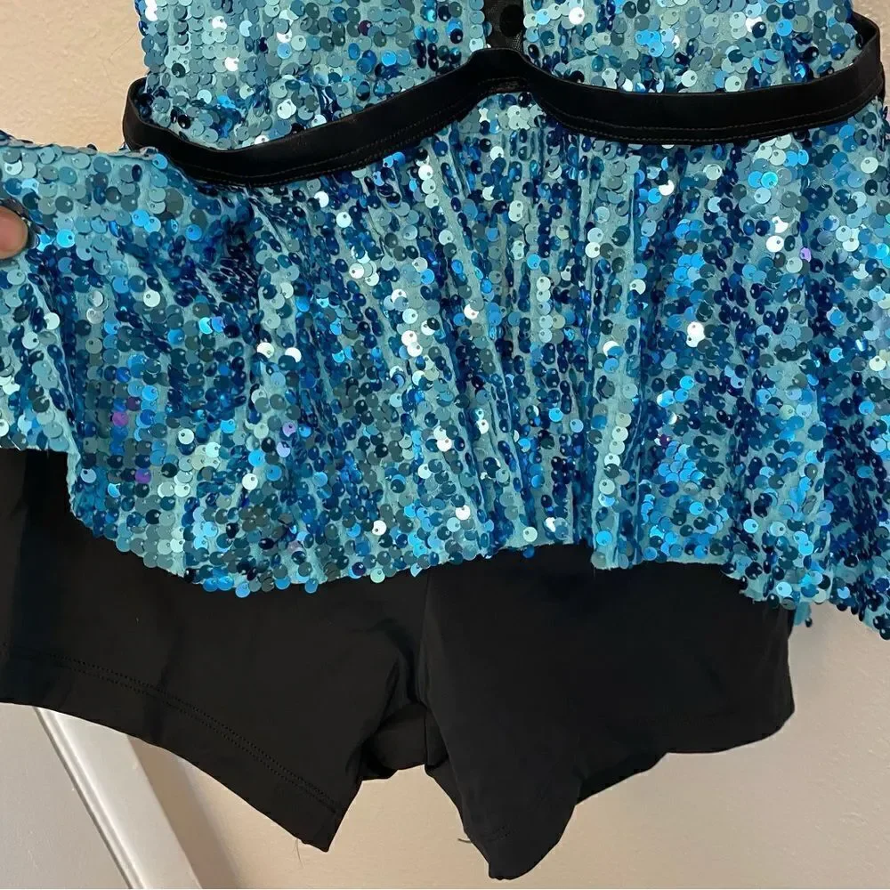 WEISSMAN Dance jazz tap blue sequin Things Can Only Get Better 10715 Adult XLA
